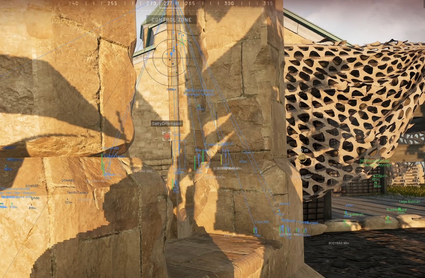 Wardogs heading-up tactical radar during gameplay